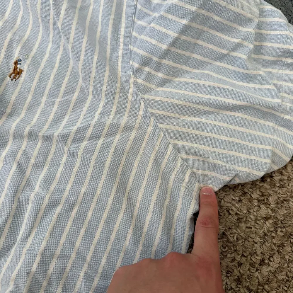 Ralph Lauren | FLAWED Blue/White Stripe Cotton Polo Casual Shirt Size XXL